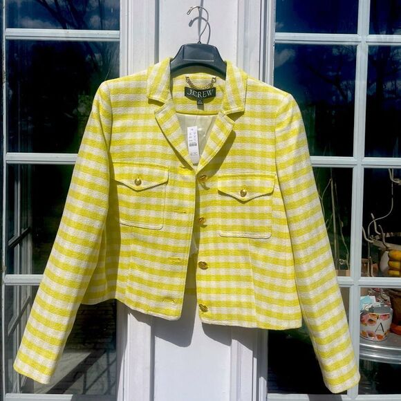 J Crew Collared Lady Jacket in Gingham Terry Tweed NWT - Picture 9 of 11